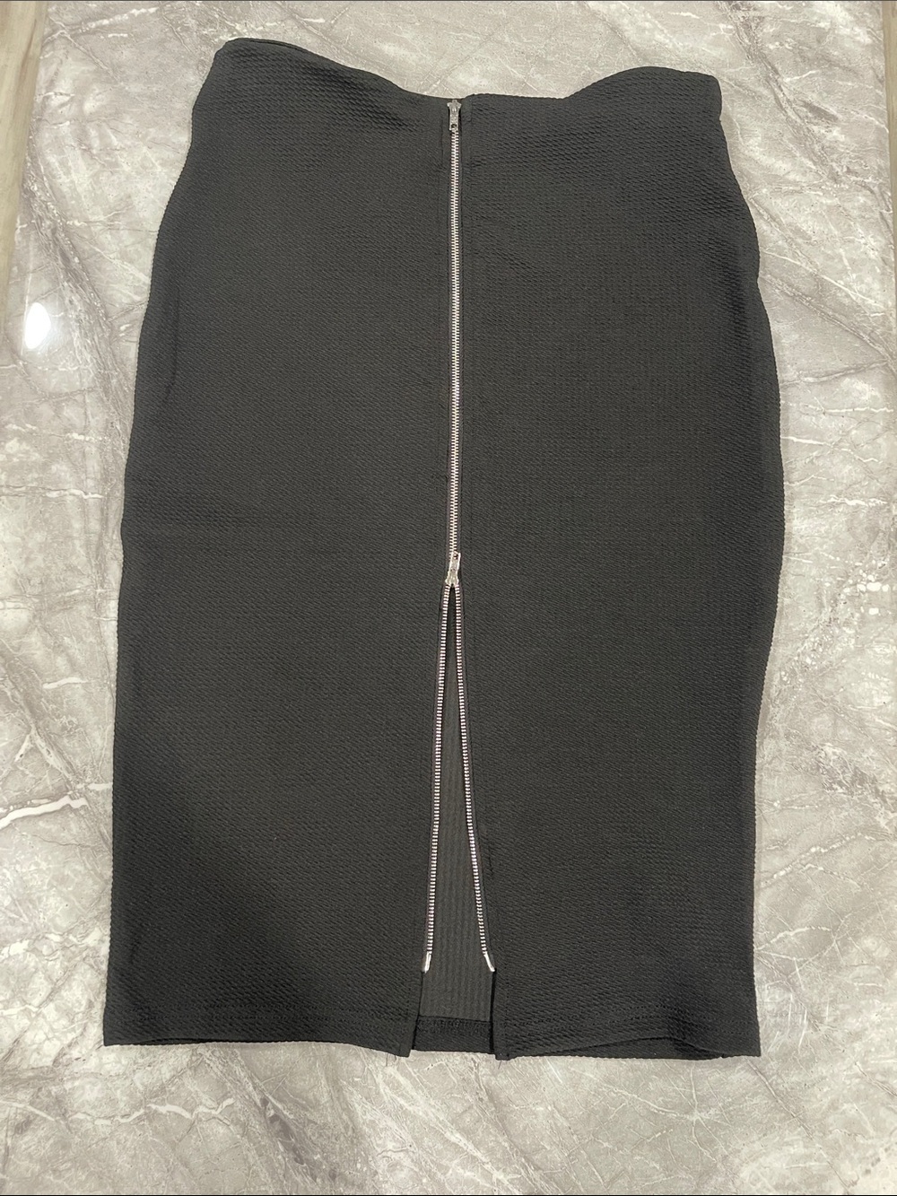 SHEIN Black Front Zip Pencil Skirt